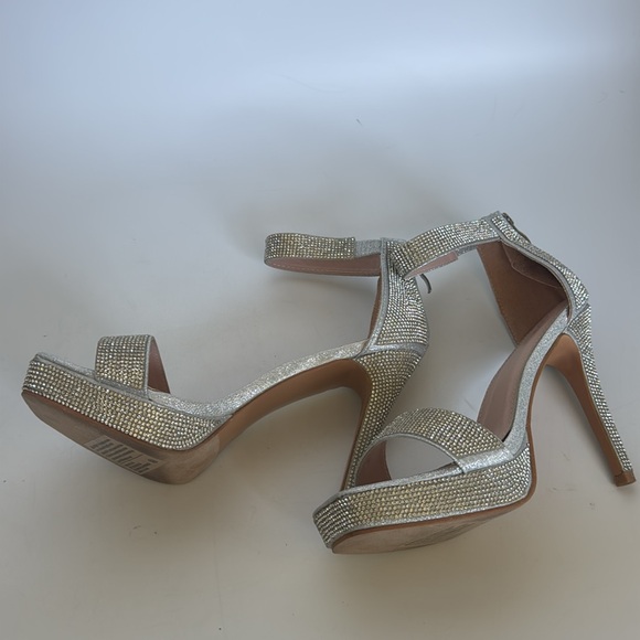 Delicacy Silver rhinestone sandal stiletto heel shoes - Picture 10 of 11